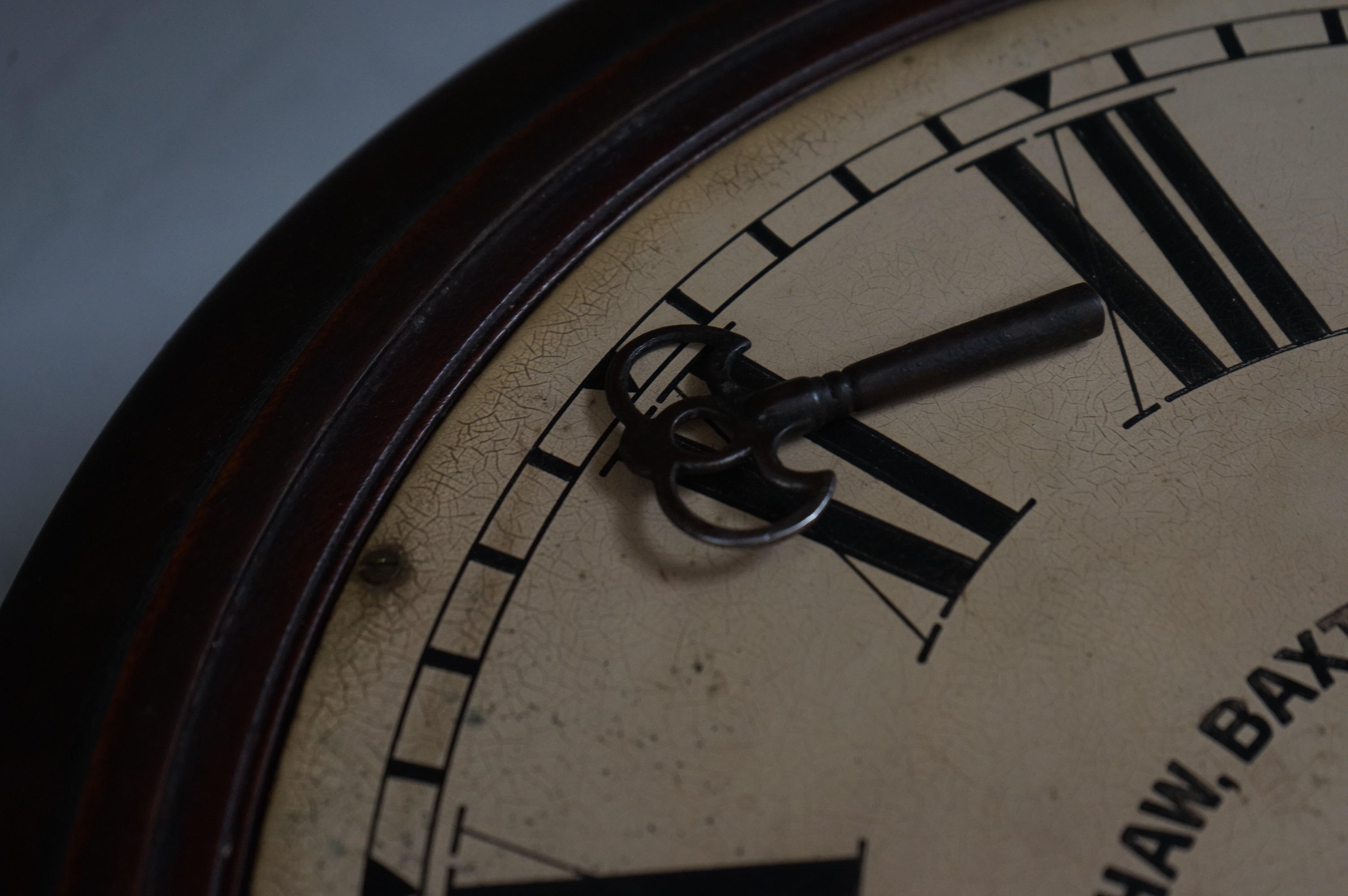 A Victorian Grimshaw, Baxter & JJ Elliottt Ltd, London, mahogany fusee wall timepiece. 46cm diameter. Condition - face crazed in places, unknown if working